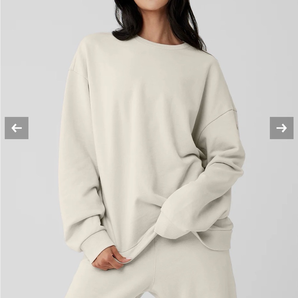 ALO Yoga Chill Crew Neck Pullover Size M in Bone
